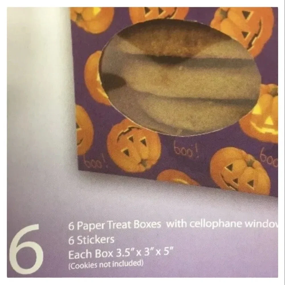 Seasonal Packaging Halloween Cookie‎ Treat Boxes 6 Pk Pumpkin Window New
